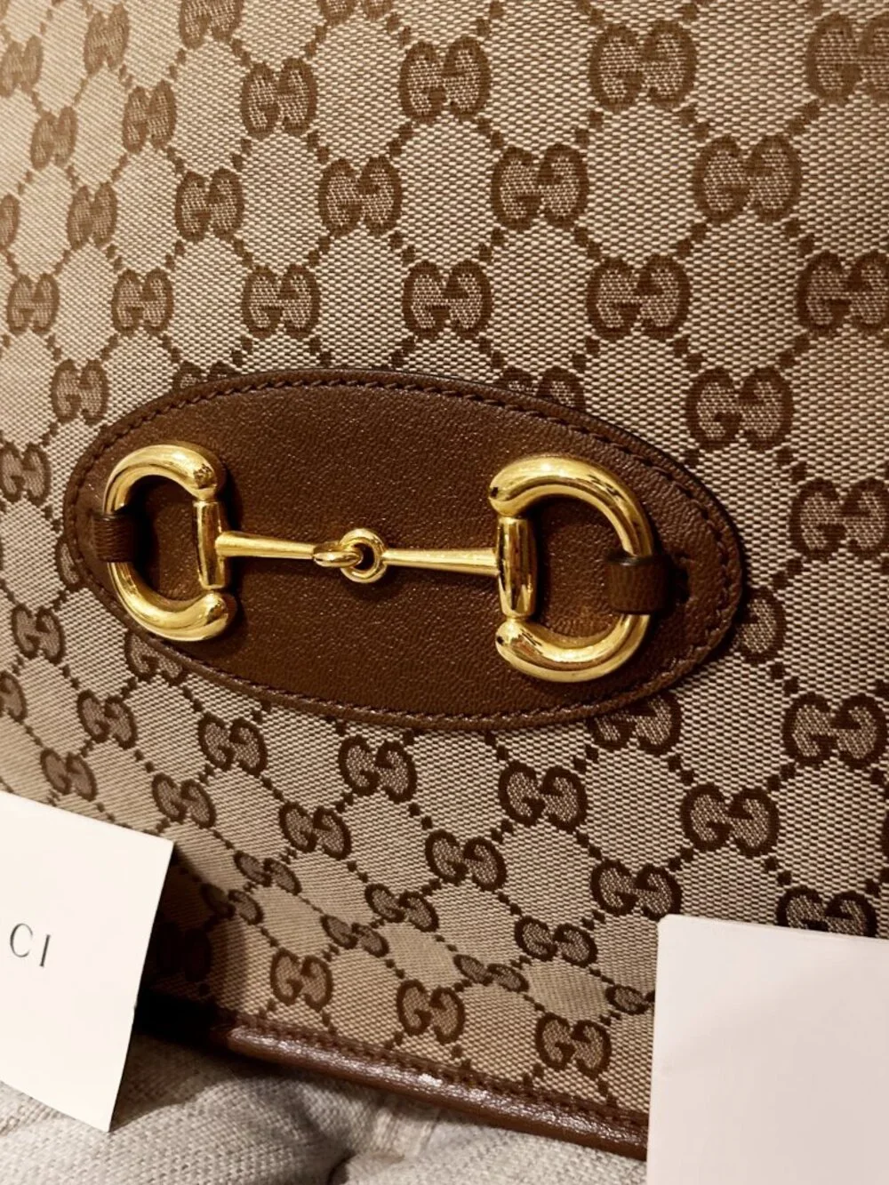 Gucci Horsebit 1955 Double Chain Tote GG Supreme , Medium